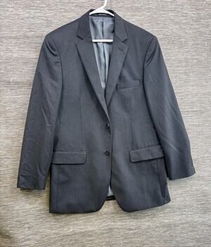 Wilke-Rodriguez Blazer Mens 42 Long Gray Wool Two Button Suit Jacket Indonesia